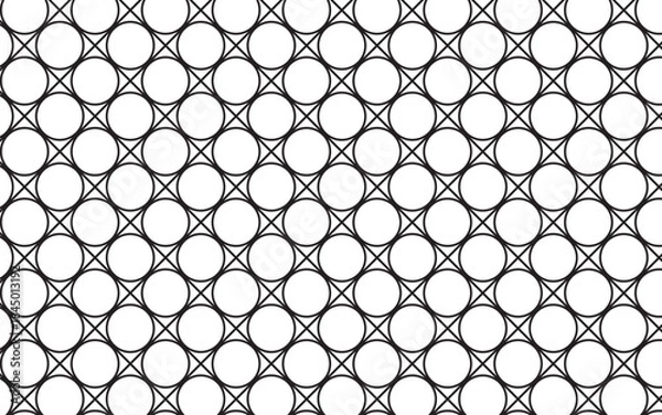 Obraz vector geometric circle and square seamless pattern, chain link fence background
