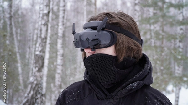 Obraz FPV drone operator, close-up, face with glasses