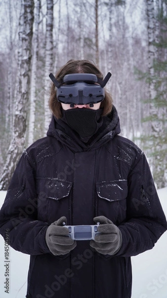 Obraz FPV drone operator, close-up, face with glasses