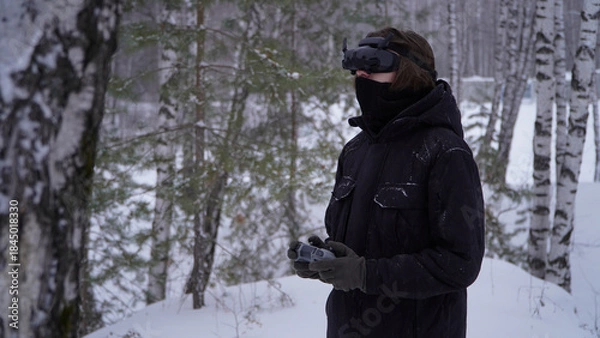 Obraz FPV drone operator, close-up, face with glasses