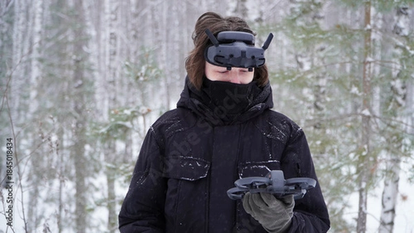 Obraz FPV drone operator, close-up, face with glasses