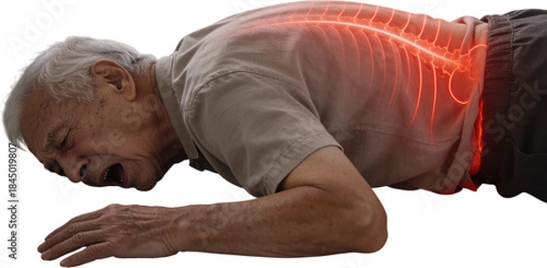 Obraz 침대옆에쓰러진노인의허리통증응급상황