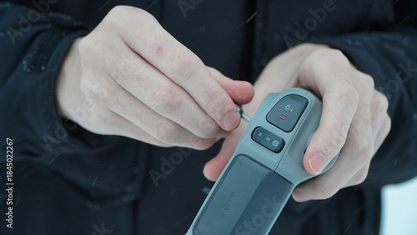 Obraz FPV drone operator, close-up, face with glasses