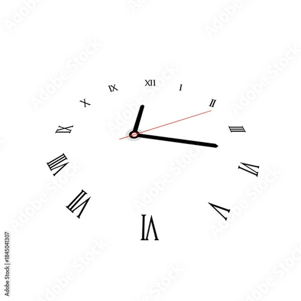 Fototapeta Minimal Roman Numeral Wall Clock – Modern Time Concept