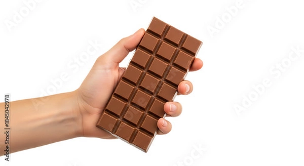 Obraz Hand holding large chocolate bar