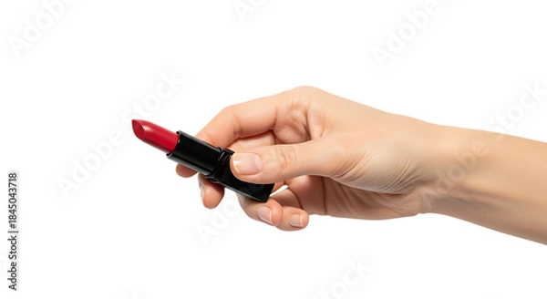 Obraz Hand holding red lipstick