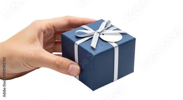 Obraz Hand holding wrapped gift box
