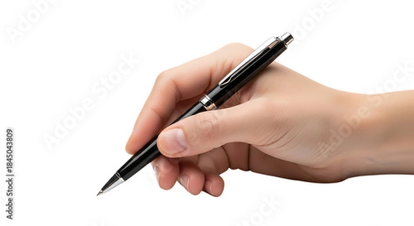 Obraz Hand holding a black pen
