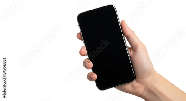 Obraz Hand holding black smartphone