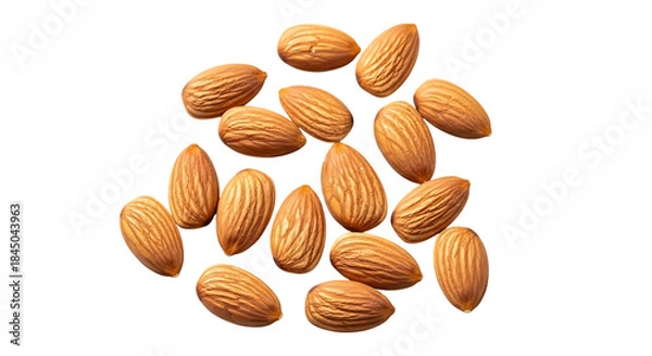 Obraz Scattered almonds on white background