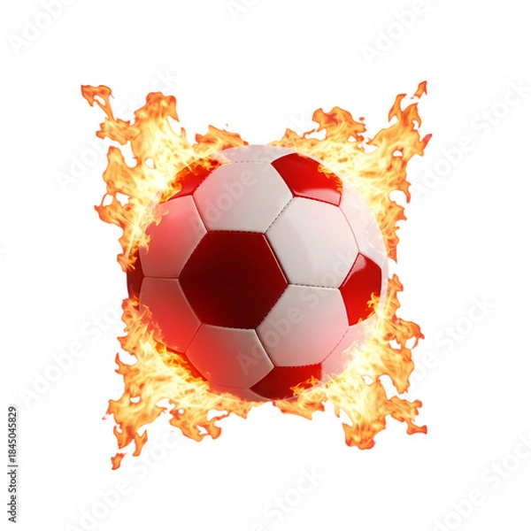 Obraz Flaming soccer ball on fire with black background