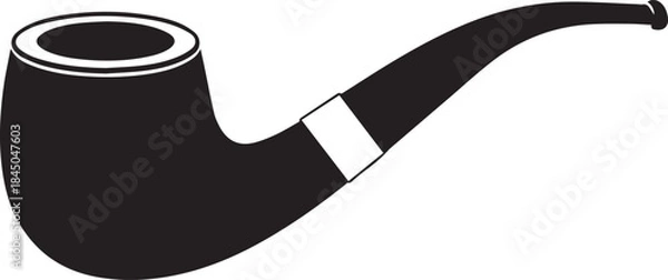 Obraz Classic black silhouette of a smoking pipe on a white background