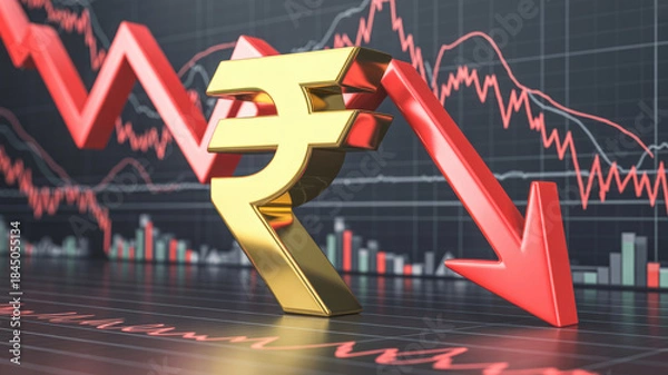 Obraz Falling Indian rupee