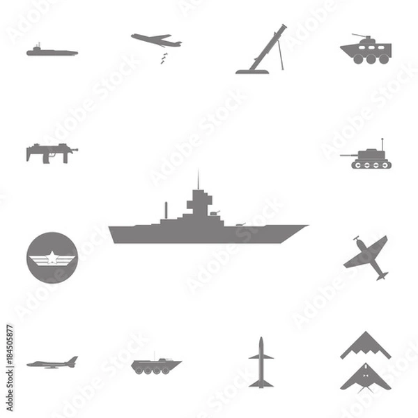 Fototapeta Warship icon. Set of military elements icon. Quality graphic design collection army icons for websites, web design, mobile app