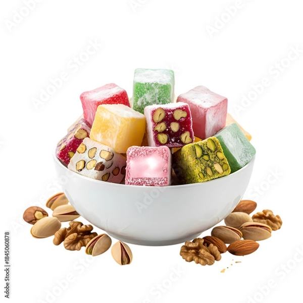 Obraz candy in a bowl on white backgroun