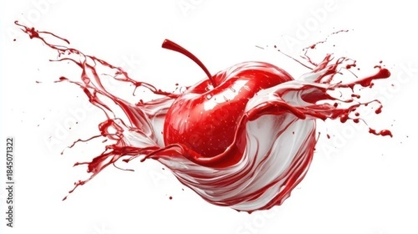 Fototapeta Red wine splash in a glass with a motion of liquid drops