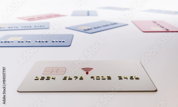 Fototapeta 3D rendering. Contactless payments