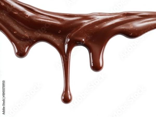 Fototapeta Chocolate streams isolated on a white background, melt drop