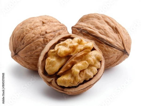 Fototapeta walnuts isolated on white background, Snack time
