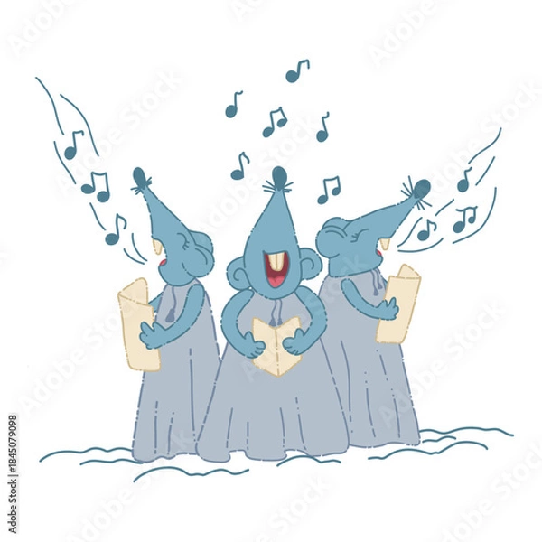 Obraz Illustration with three mice singing.