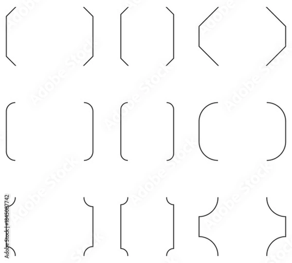 Obraz かっこ付き線素材12点セット（角・丸・飾り）