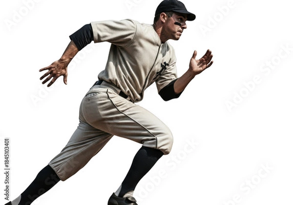 Fototapeta Baseball player running isolated on transparent background