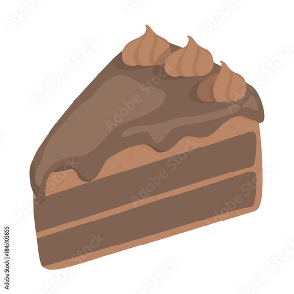 Obraz Hand drawn chocolate cake slice illustration