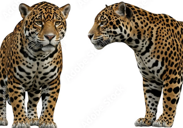 Fototapeta Two jaguars isolated on transparent background