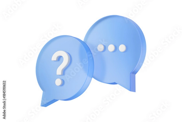 Fototapeta Question support concept featuring question and answer speech bubbles, isolated on a white background