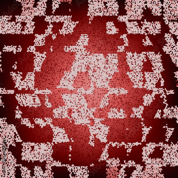 Fototapeta Red Mosaic Abstract Background. Hexagonal Digital Pattern
