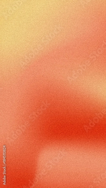Fototapeta Vertical grainy gradient background with autumn red orange colors. Warm color background with blurry and noise texture, design for banner or social media.
