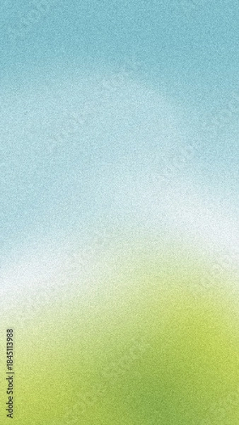 Fototapeta Vertical gradient blurry background with morning blue green colors. Spring color background with grain and noise texture, design for banner or social media.