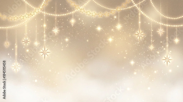 Obraz 幻想的でキラキラした星の装飾、ゴールドのグラデーション背景