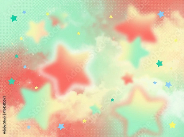 Obraz グラデーションのぼやけた星のポップで可愛いグラフィック背景