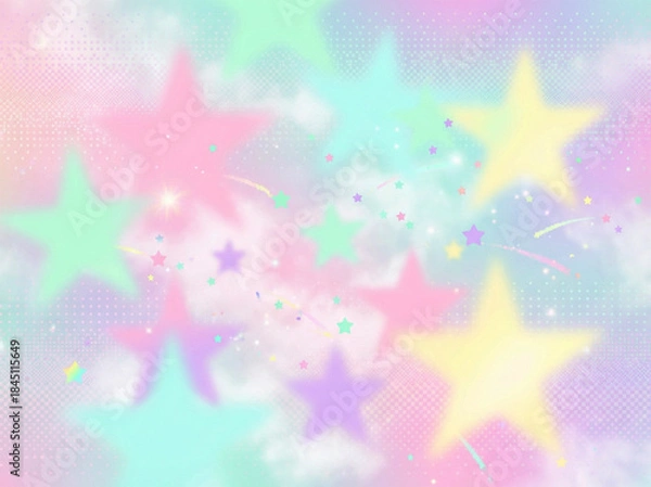 Obraz カラフルなグラデーションの星の幻想的なグラフィック背景