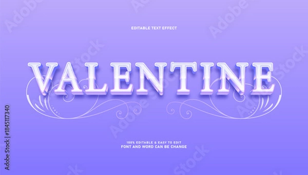 Obraz Elegant Valentine's Day Editable 3D Text Effect with Vintage Swirls on Lavender Background