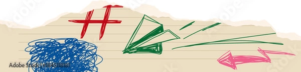 Obraz Rough Scribble Torn Paper Illustration