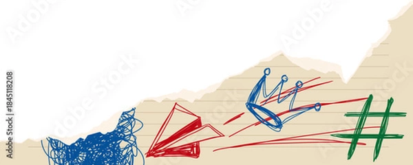 Obraz Rough Scribble Torn Paper Illustration