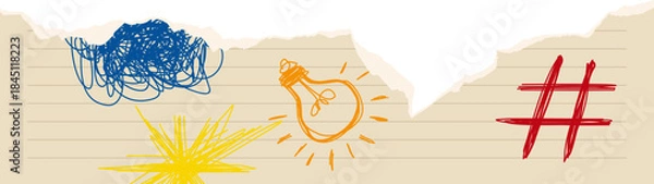 Obraz Rough Scribble Torn Paper Illustration