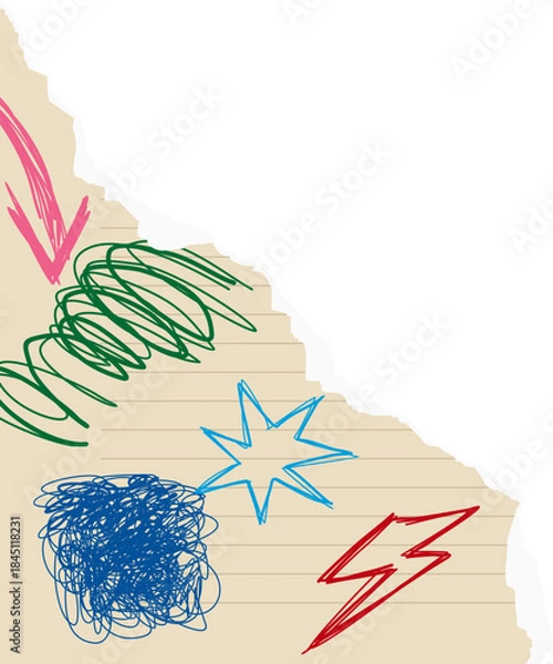 Obraz Rough Scribble Torn Paper Illustration