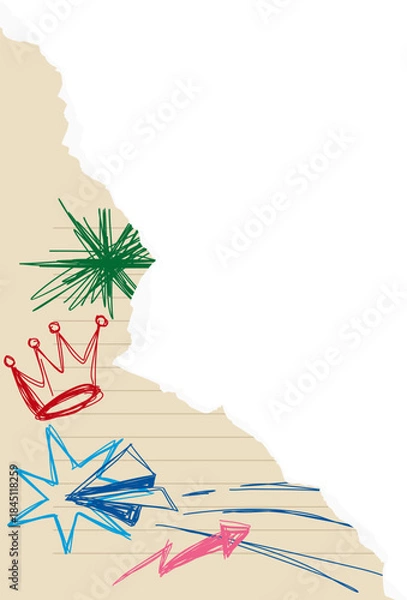 Obraz Rough Scribble Torn Paper Illustration