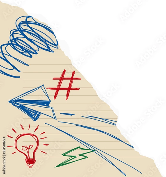 Obraz Rough Scribble Torn Paper Illustration