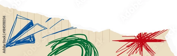 Obraz Rough Scribble Torn Paper Illustration