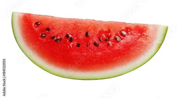 Obraz Vibrant red watermelon slice perfect for summer sweet hydrating watermelon segment with dark seeds visible