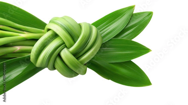 Obraz Green leaves with intricate knot design close up of vibrant green foliage forming unique knot