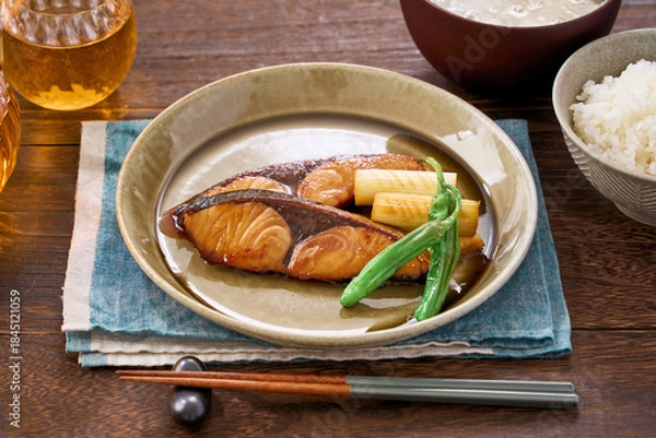 Obraz 鰤（ブリ）の照り焼きの和定食