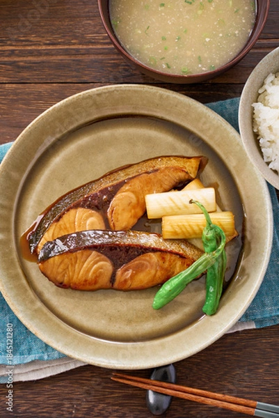 Obraz 鰤（ブリ）の照り焼きの和定食