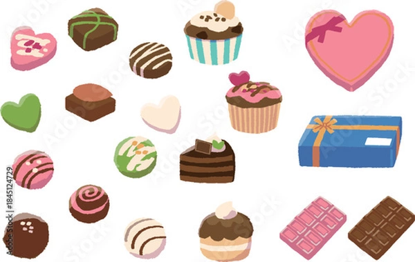 Obraz チョコレートのイラストセット