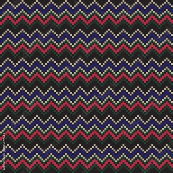 Obraz Christmas Chevron Chevron Fair Isle Seamless Pattern Design