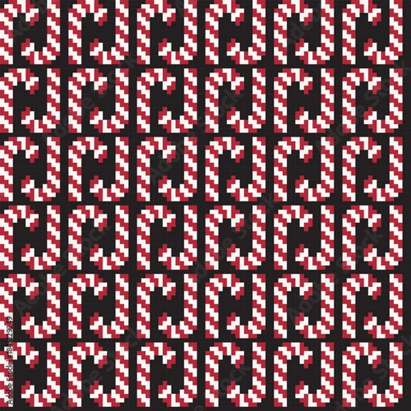 Obraz Christmas Candy Cane Fair Isle Seamless Pattern Design